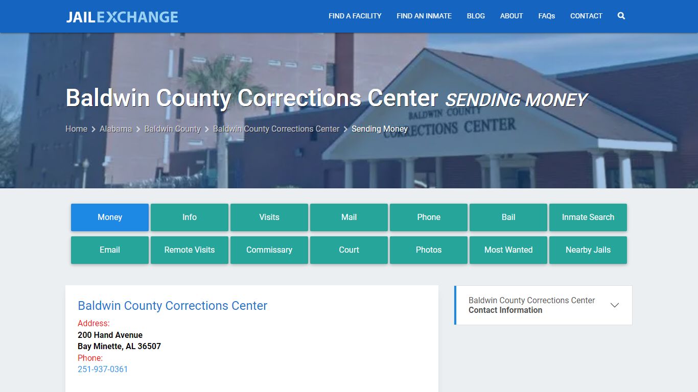 Send Money to Inmate - Baldwin County Corrections Center, AL